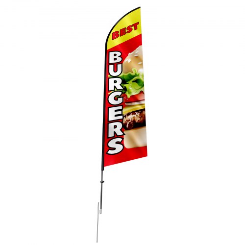 Burger Restaurant Advertising Feather Flag with Pole Kit Advertising Flags