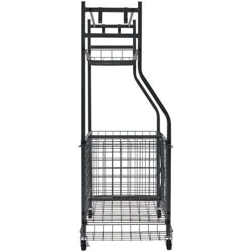 Sports Equipment Garage Organizer Rolling Ball Storage Cart on Wheels