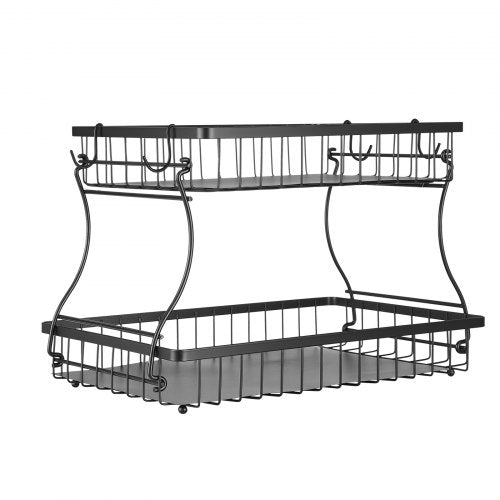 2 Tier Fruit Basket Countertop Fruits Vegetable Bowl with Banana Hangers