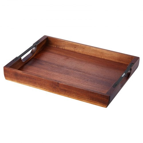 Wood Serving Tray Acacia Wooden Tray Board with Handles Decorative Rustic