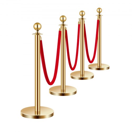 Stanchions and Velvet Ropes 4Pcs Hollow Base with Stainless Steel Post 3