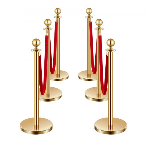 Stanchions and Velvet Ropes 6Pcs Hollow Base with Stainless Steel Post 4