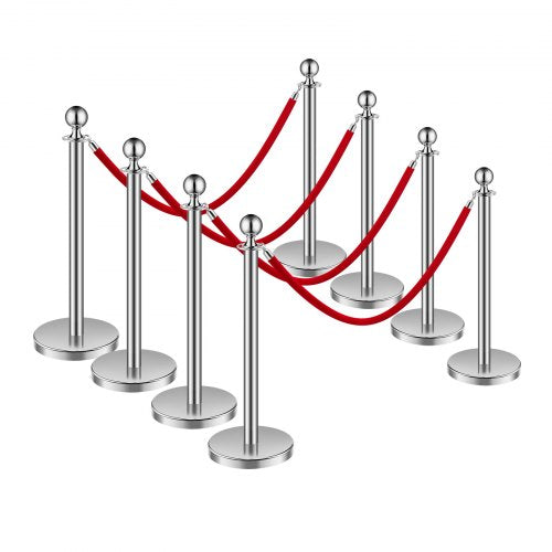 Stanchions and Velvet Ropes 8Pcs Hollow Base with Stainless Steel Post 4