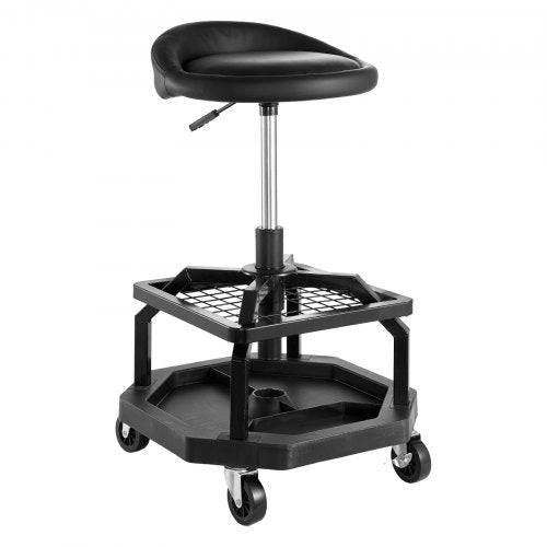 Rolling Shop Stool Pneumatic Garage SeatWork Stool with 300 lbs Capacity