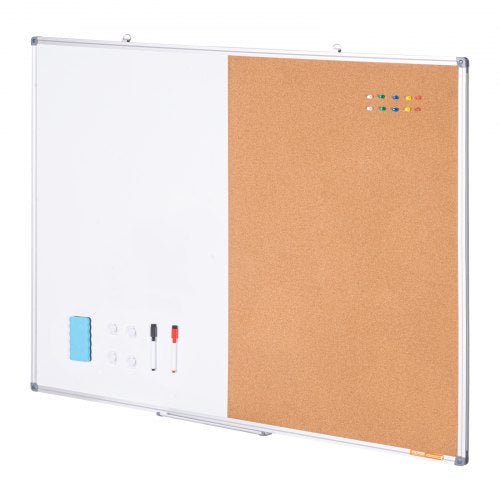 48x 36 Whiteboard Cork Board Combo with Aluminum Frame – 2in1 Magnetic