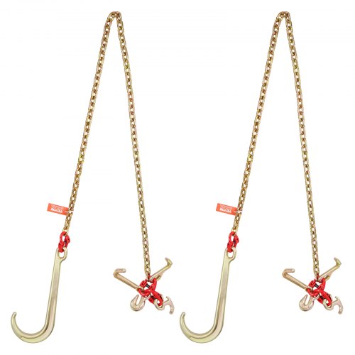 J Hook Chain 2PCS 516 x 6 G80 15 Long Shank J Hook Tow Chain with RTJ