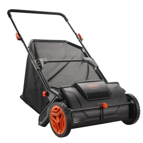 Push Lawn Sweeper 21inch Leaf Grass Collector Strong Plastic Wheels