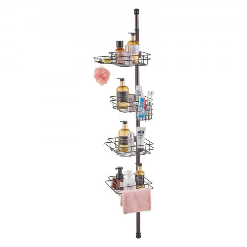 Shower Corner Caddy Tension Pole 42 to 114 High MultiFunctional Shower