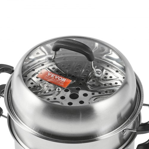 Steamer Pot 11in28cm 3 Tier Steamer Pot for Cooking with 85QT Stock Pot