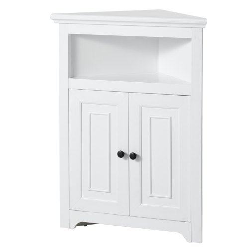 32 Corner Storage Cabinet 3 Tiers Small Storage Cabinet with 2 Wooden