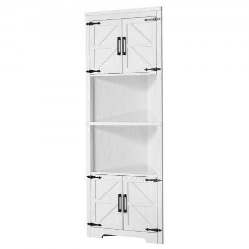 68 Tall Corner Storage Cabinet 6 Tiers Farmhouse Storage Cabinet with 4