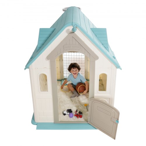 Outdoor Playhouse 5In1 Cottage Play House With Pretend Basketball Darts Soccer