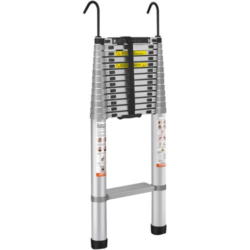Telescoping Ladder 18.5 FT Aluminum Onebutton Retraction Collapsible