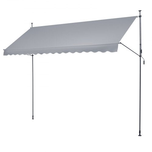 157x47 Patio Awning Retractable Awning Sunshade Shelter with Crank Handle –