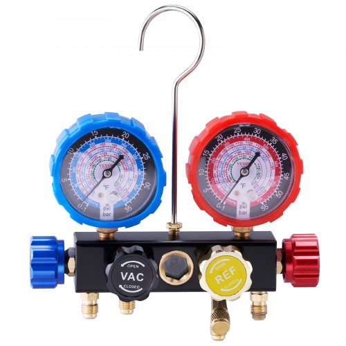 4 Way AC Gauge – AC Manifold Gauge Set for R134A R22 R12 R410A Refrigerant