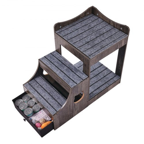 Pet Bunk Bed with Removable Stairs DogCat Window Perch with Storage