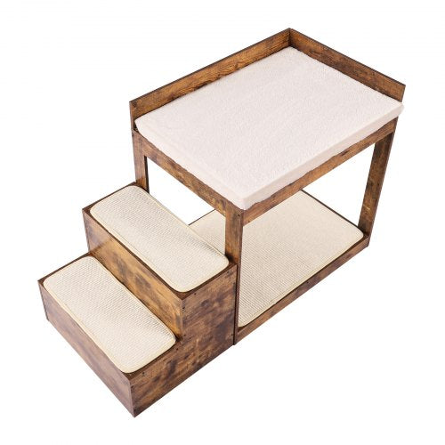Pet Bunk Bed with Stairs DogCat Window Perch for High Beds and Couches