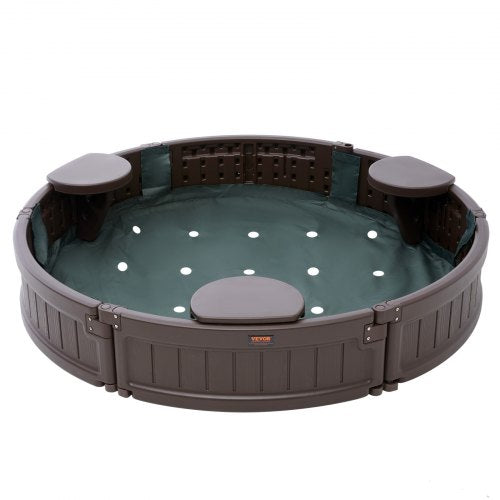Sandbox with Cover 472 x 9.1 in Round Sand Box HDPE Sand Pit with 3