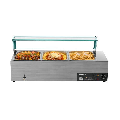 Commercial Food Warmer 1500W Electric Stainless Steel Steam Food Warmer