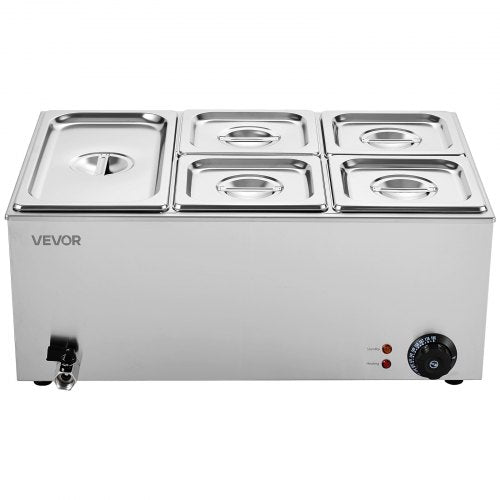 24QT Commercial Food Warmer 5Pan Electric Steam Table 1200W Professional