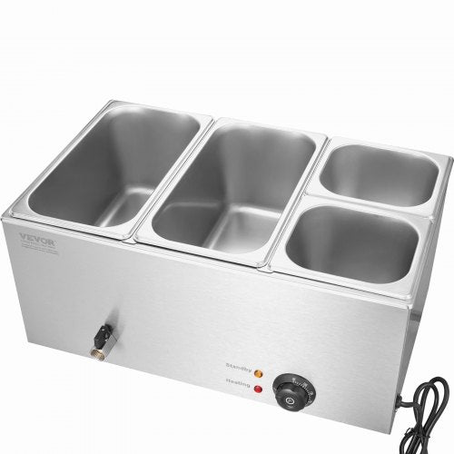 4Pan Commercial Food Warmer 16.4QT Electric Steam Table 1200W