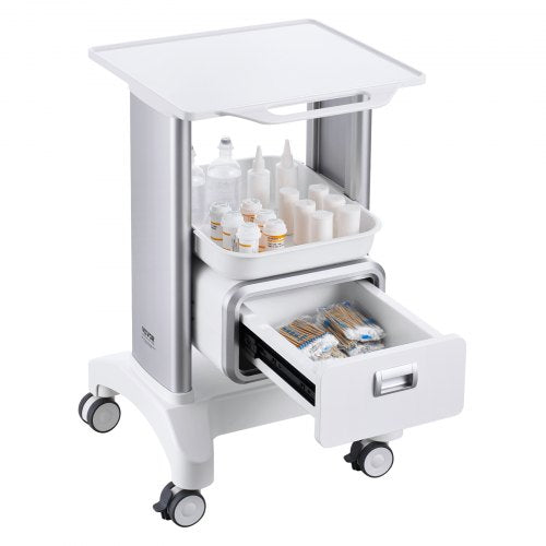 2 Tiers Lab Carts Lab Utility Cart with 1 Drawer 1 Top Tray Mobile