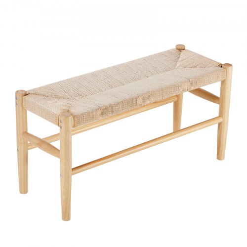 Rattan Bench Wooden Bench 31.5 Inches for Entryway Living Room Bedroom