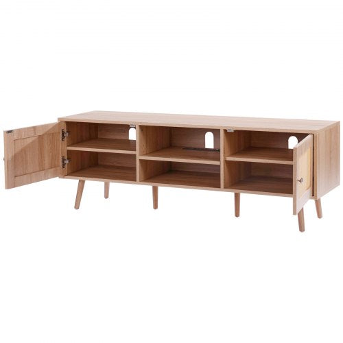 Rattan TV Stand Mid Century Modern TV Stand for 65 inch TV Boho Rattan TV