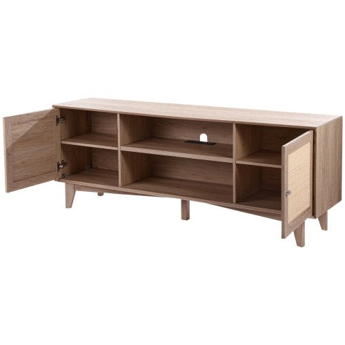 Rattan TV Stand Mid Century Modern TV Stand for 75 inch TV Boho Rattan TV