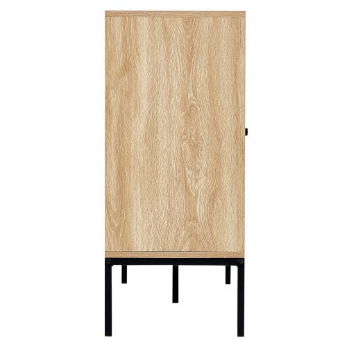 Rattan Cabinet Rattan Storage Cabinet with 3 Magnetic Doors and Adjustable