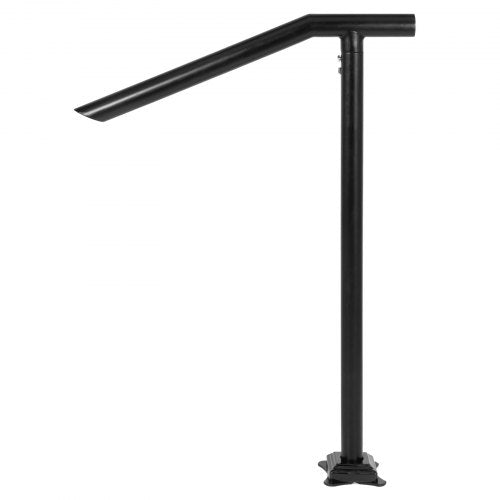 3Ft Step Railing Iron Stair Handrail Floor Mounted Sturdy Black Arched