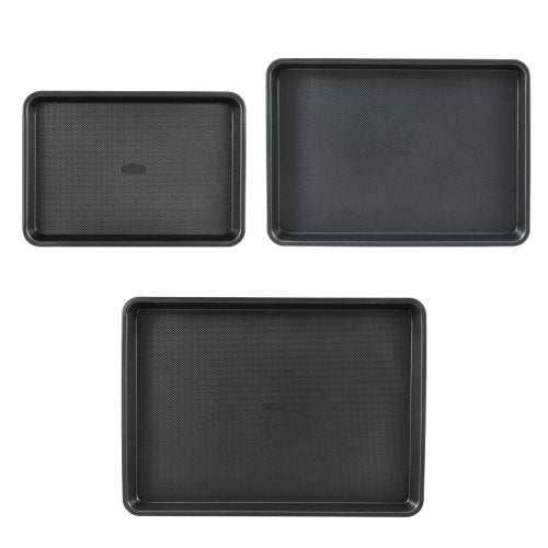 Baking Pans Set 3Piece Nonstick Carbon Steel Cookware Sheets Trays