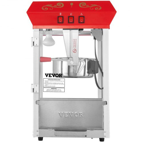 Popcorn Popper Machine 8 Oz Countertop Popcorn Maker 850W 48 Cups Red