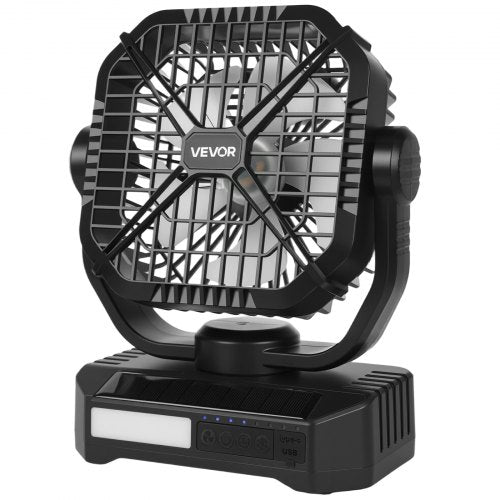 10400mAh Solar fan Camping Fan with Solar Panel LED Lantern 7W 8 Inch