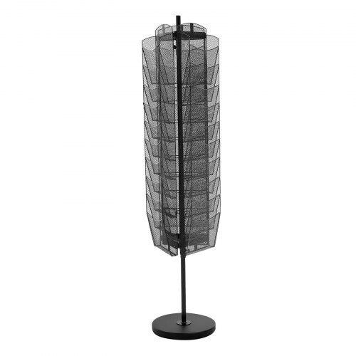 Rotating Brochure Display Rack 30 Pockets Mesh Magazine Literature Stand