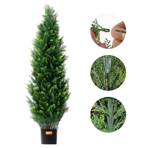 Artificial Cedar Topiary Tree 48 inch Tall 2 Pieces with Extra Leaves