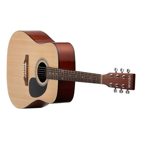 Dreadnought Acoustic Guitar 41 in 6String Natural Solid Spruce Top