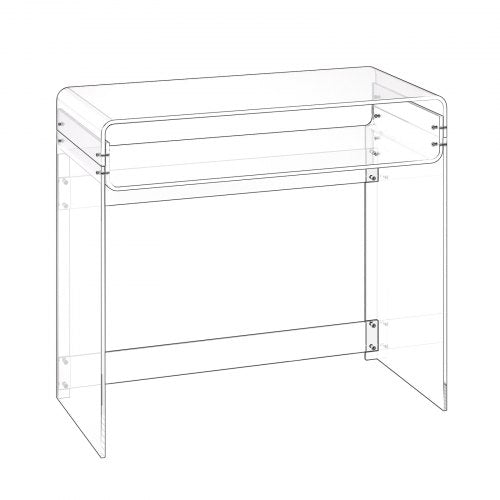 Acrylic Table 2 Tiers Clear End With Storage Shelf Modern Rectangle Side Desk