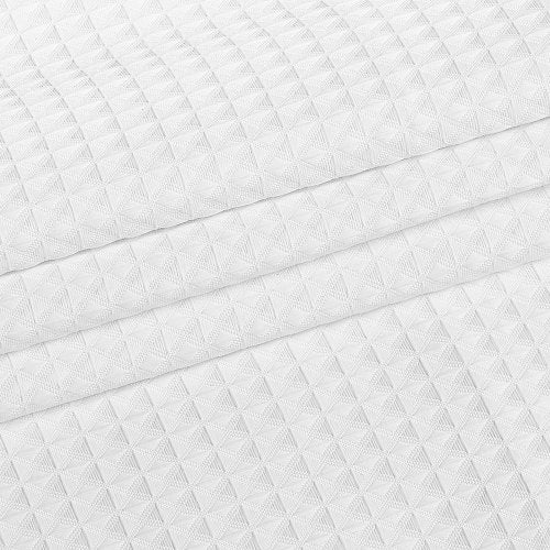White Fabric Shower Curtain 240 GSM Weighted Waffle Shower Curtains