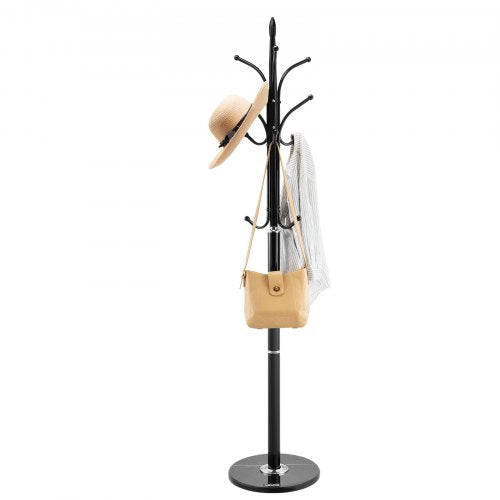 Coat Rack Freestanding Coats Tree Stand with Stable Marble Base 6 Hooks