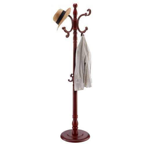Coat Rack Freestanding Wooden Coats Rack Stand with Weighted Base 11