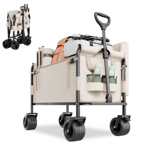 Collapsible Folding Wagon 550lb Load 220L 2 in 1 Foldable Wagon Cart