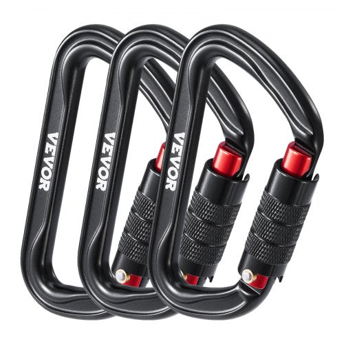 Auto Locking Carabiner Clips 3 PCS Heavy Duty Caribiner Professional 30 KN