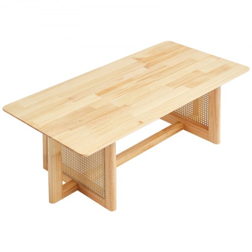 Rattan Coffee Table Rectangle Rattan Woven Wood Coffee Table with Rubber