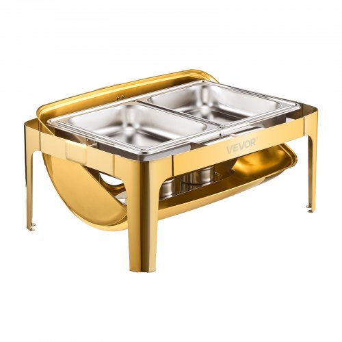 Roll Top Chafing Dish Buffet Complete Set 9Qt Stainless Steel Chafer with Full