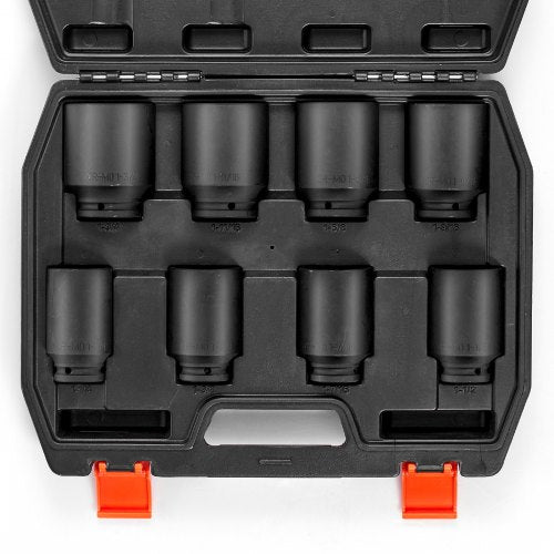Axle Nut Impact Socket Set 34 Drive Deep 6Point 8Piece SAE Spindle Nut