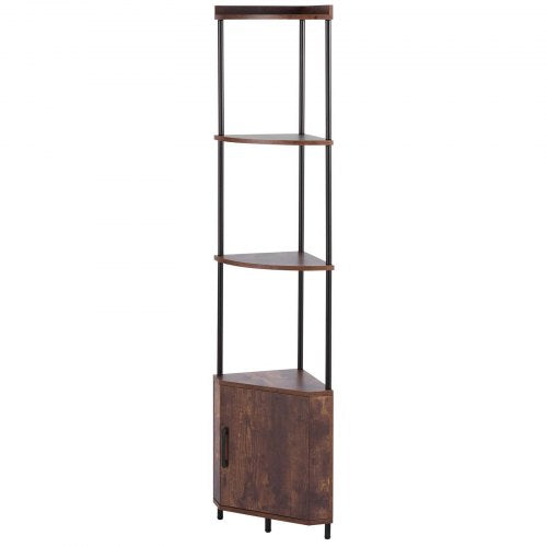 5 Tier Corner Shelf with LED Light 654 Tall Corner Bookshelf with Storage