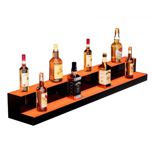 LED Lighted Liquor Bottle Display 2 Tiers 48 Inch Commercial Illuminated