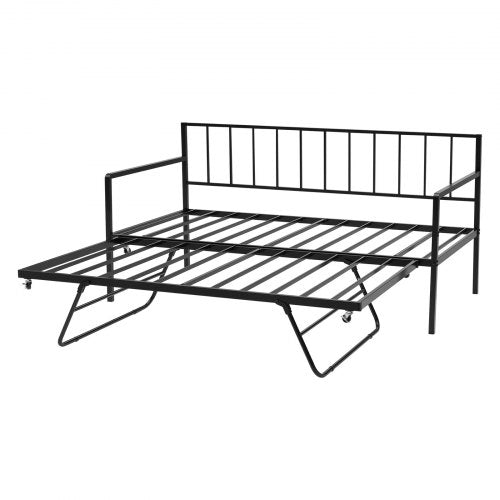 Twin Size Daybed Frame Height Adjustable Day Bed with Trundle Heavy Duty