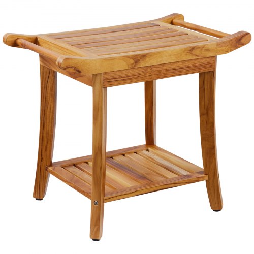 Teak Shower Bench 22 x 144 x 18.5 in Waterproof Wood Shower Stool with Storage